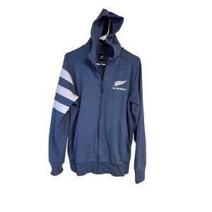 All Blacks Blue Full-Zip Hoodie With White Stripes & Logo M
